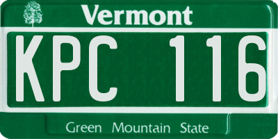 VT license plate KPC116