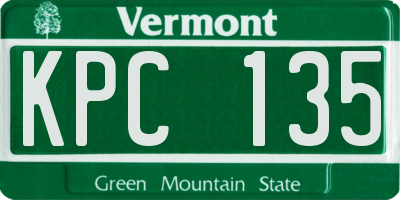 VT license plate KPC135