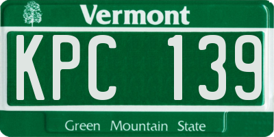 VT license plate KPC139