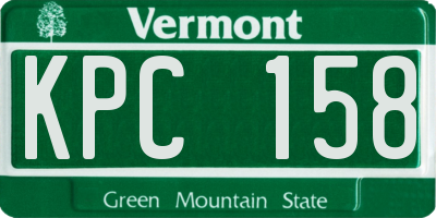 VT license plate KPC158