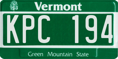 VT license plate KPC194