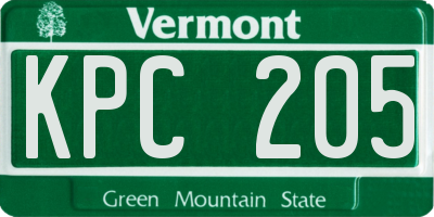 VT license plate KPC205