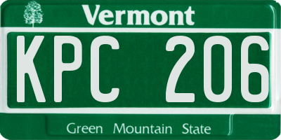 VT license plate KPC206