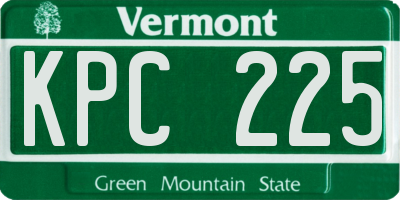 VT license plate KPC225