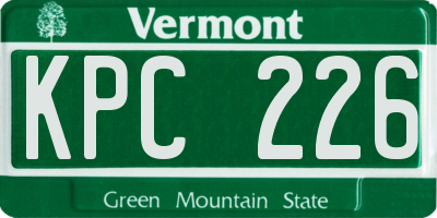 VT license plate KPC226