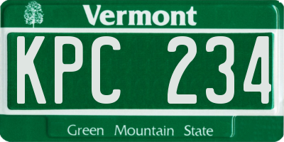 VT license plate KPC234