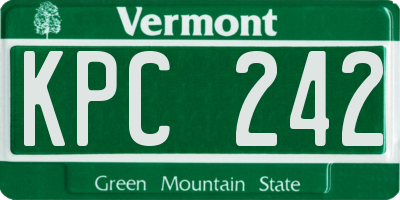 VT license plate KPC242