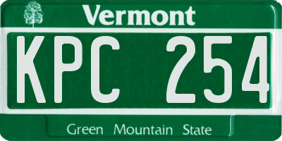 VT license plate KPC254