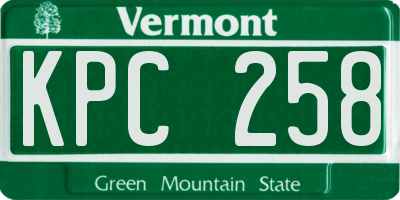 VT license plate KPC258
