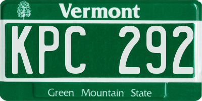 VT license plate KPC292