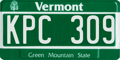VT license plate KPC309