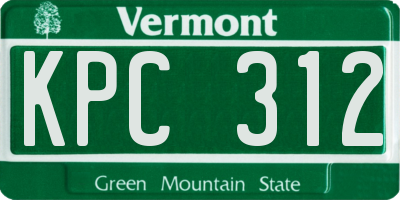 VT license plate KPC312