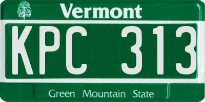 VT license plate KPC313