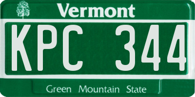 VT license plate KPC344