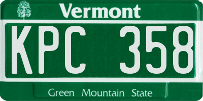 VT license plate KPC358