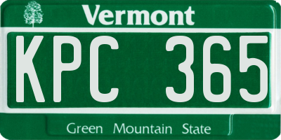 VT license plate KPC365