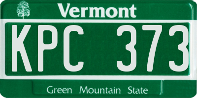 VT license plate KPC373