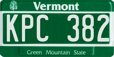 VT license plate KPC382