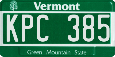 VT license plate KPC385