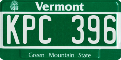 VT license plate KPC396