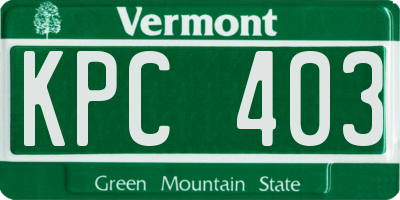 VT license plate KPC403