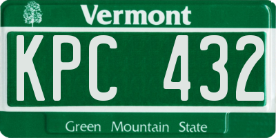 VT license plate KPC432