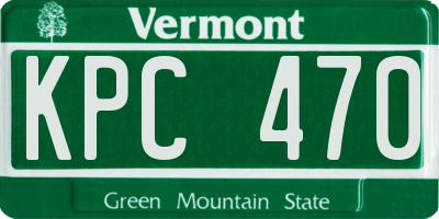 VT license plate KPC470