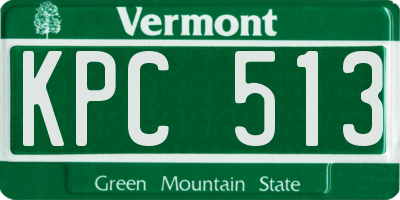 VT license plate KPC513