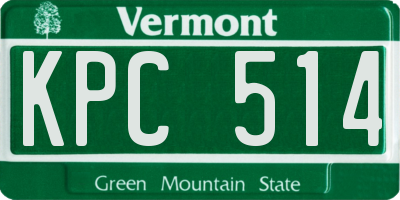 VT license plate KPC514