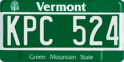 VT license plate KPC524