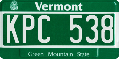 VT license plate KPC538