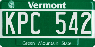 VT license plate KPC542