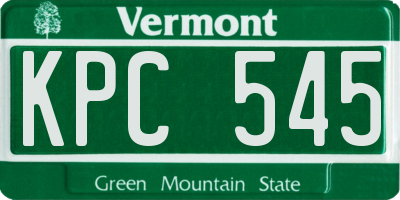 VT license plate KPC545
