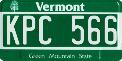 VT license plate KPC566