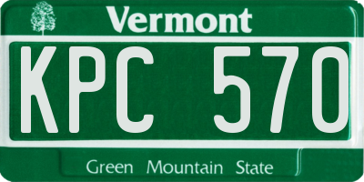 VT license plate KPC570