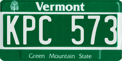 VT license plate KPC573