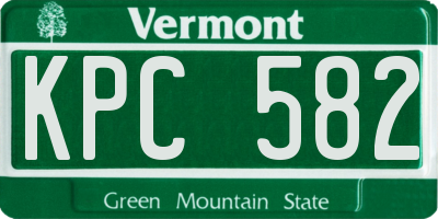 VT license plate KPC582