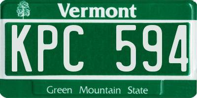 VT license plate KPC594