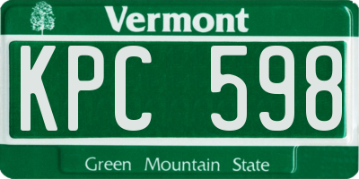 VT license plate KPC598
