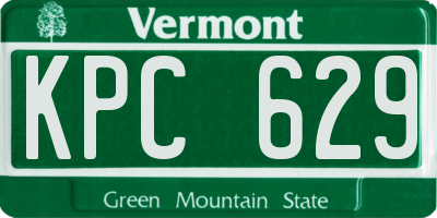 VT license plate KPC629