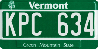 VT license plate KPC634