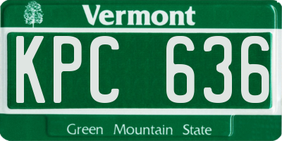 VT license plate KPC636