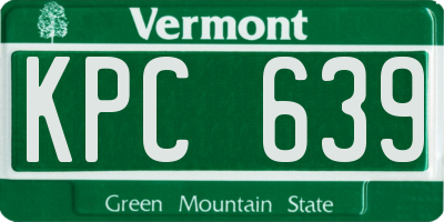 VT license plate KPC639