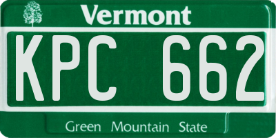 VT license plate KPC662