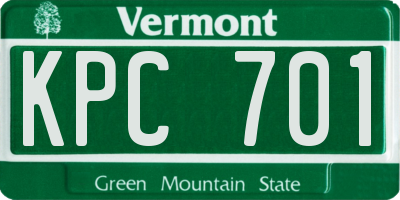 VT license plate KPC701