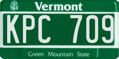 VT license plate KPC709