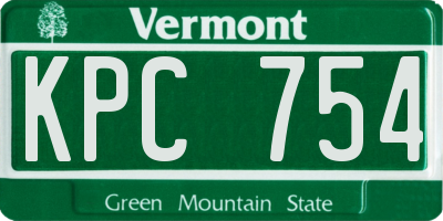 VT license plate KPC754