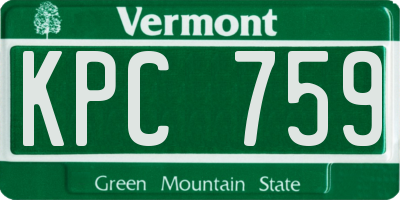 VT license plate KPC759