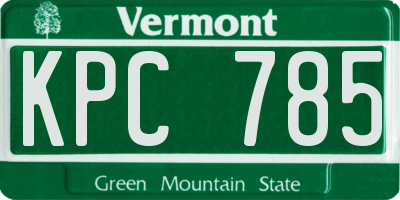VT license plate KPC785