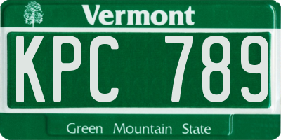 VT license plate KPC789